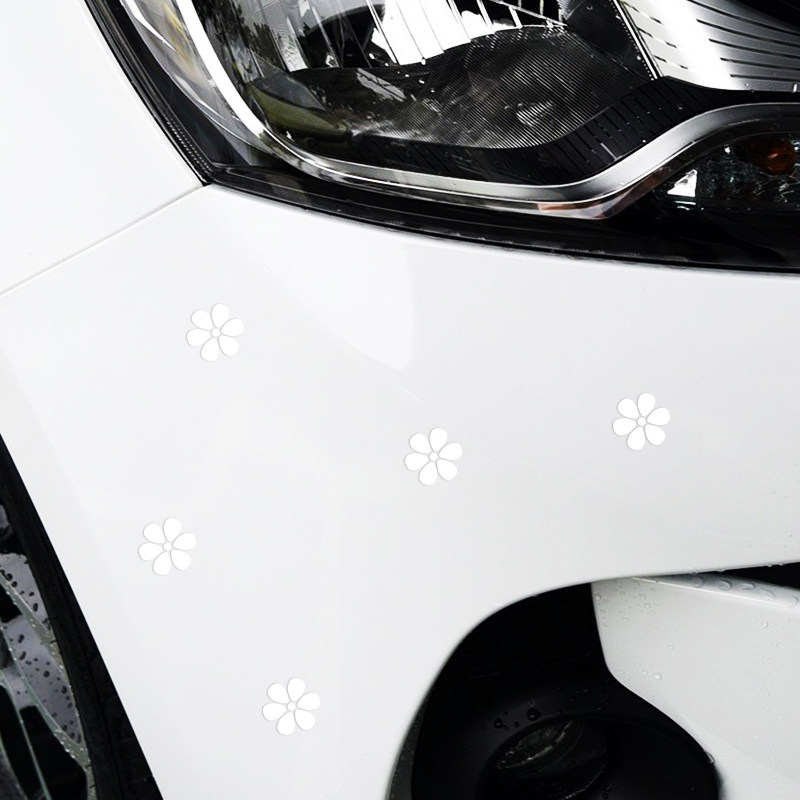 汽车划痕遮挡贴纸白色花朵花瓣车身保险杠小刮痕遮盖装饰买二送一