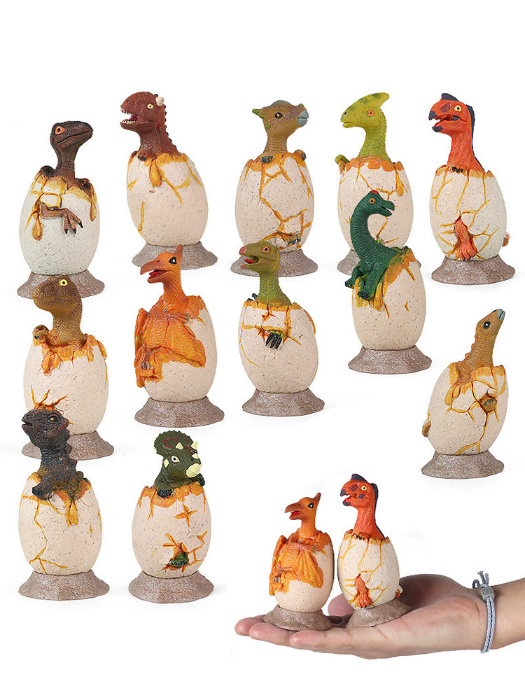 부드러운 플라스틱 깨진 껍질 공룡 계란 12 시뮬레이션 모델 새로 부화 한 공룡 계란 장식품 어린이인지 장난감 선물