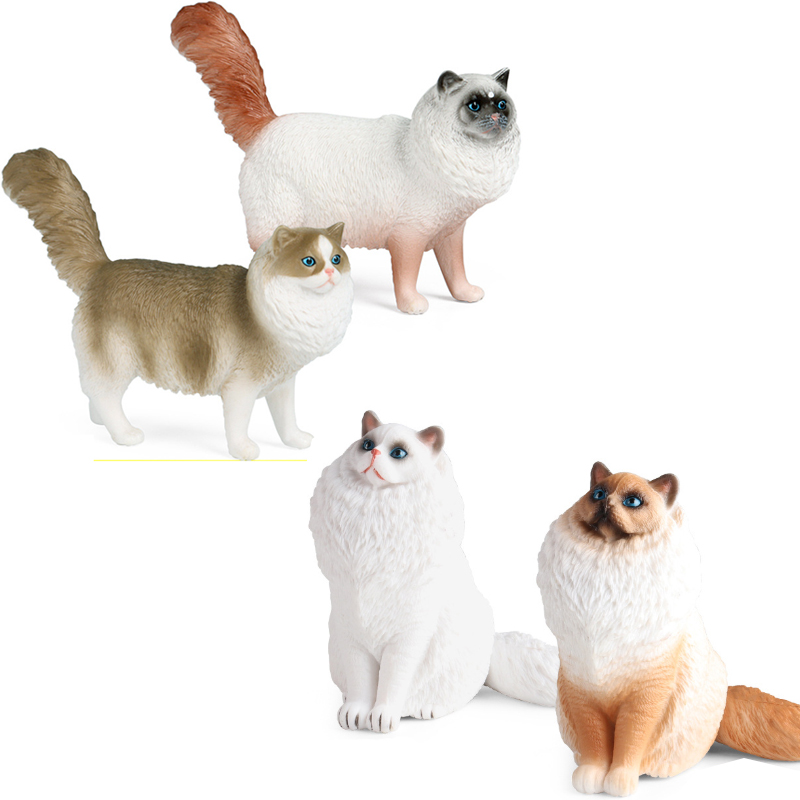 硬树脂布偶猫仿真模型Ragdoll Cat宠物猫咪小摆件儿童认知玩具