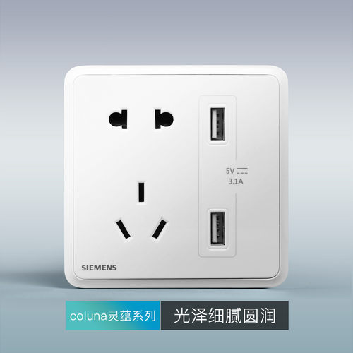 西门子白色10a快充双usb插座
