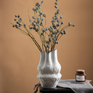 侘寂风现代艺术花瓶摆件客厅插花白色餐桌欧式小众陶瓷大花器跨境