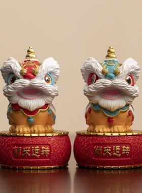 国潮佛山舞狮醒狮创意摆件高级感小众桌面茶桌装饰工艺品生日礼物