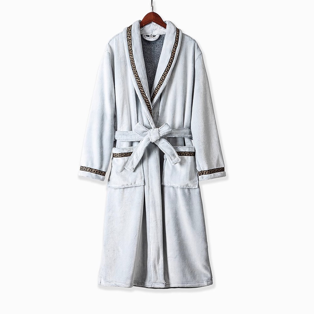 外贸加长原单珊瑚绒浴袍保暖浴袍