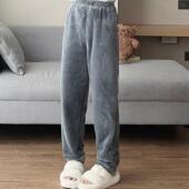 可外穿大码 2024加厚法兰绒睡裤 束脚裤 大码 男高腰宽松保暖家居裤