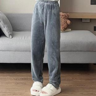 可外穿大码 2024加厚法兰绒睡裤 束脚裤 大码 男高腰宽松保暖家居裤