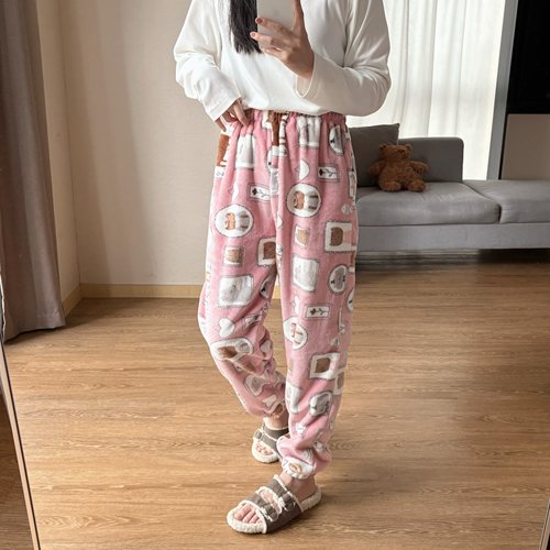法兰绒加厚情侣睡裤收脚裤可外穿
