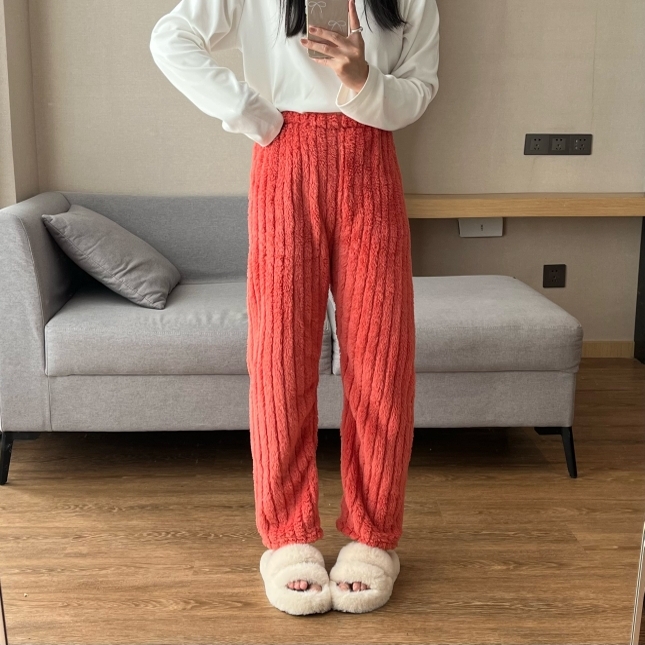 2025春秋珊瑚绒宽松睡裤女保暖收脚裤可外穿长裤清仓家居裤特价