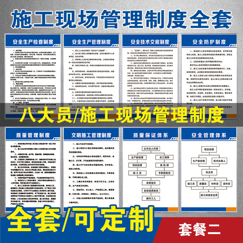 施工现场广告牌建筑工地安全管理制度牌八大员岗位职责安全生产牌