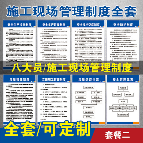 施工现场广告牌建筑工地安全管理制度牌八大员岗位职责安全生产牌