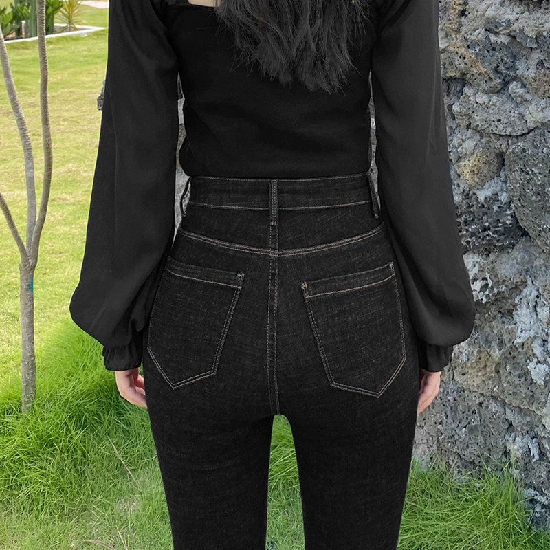 黑色牛仔裤女春季秋冬2026年新款高腰修身弹力显瘦九分小脚铅笔裤