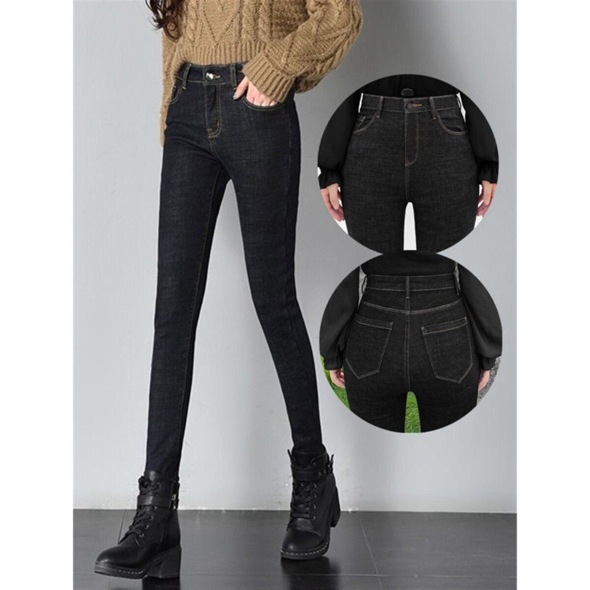 黑色牛仔裤女春季秋冬2026年新款高腰修身弹力显瘦九分小脚铅笔裤