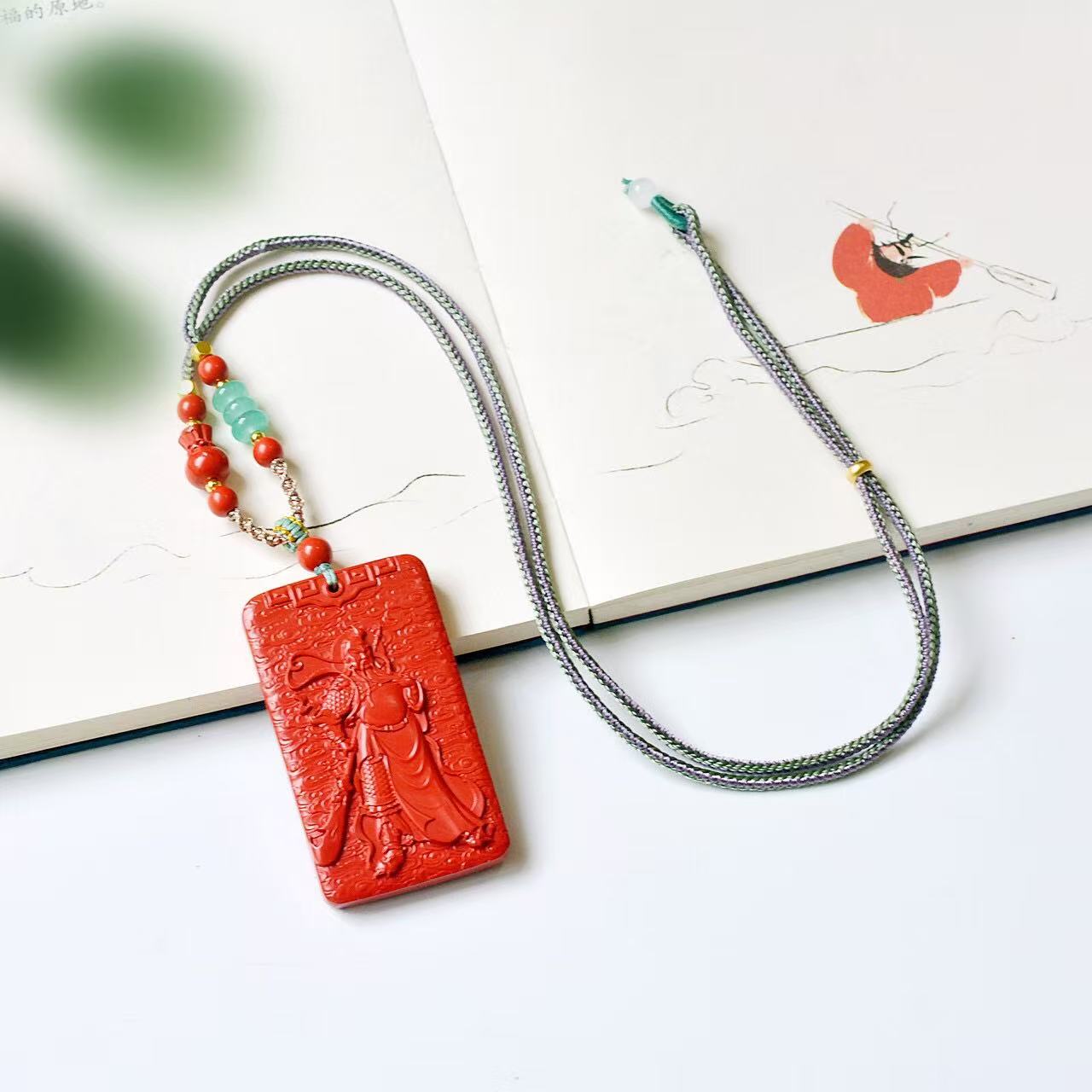 朱砂关公吊坠高含量红砂义薄云天武财神关二爷挂件男女护身符项链