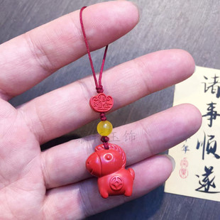 天然朱砂小马手机链高含量红砂马年挂件生肖马包挂项链饰品礼物
