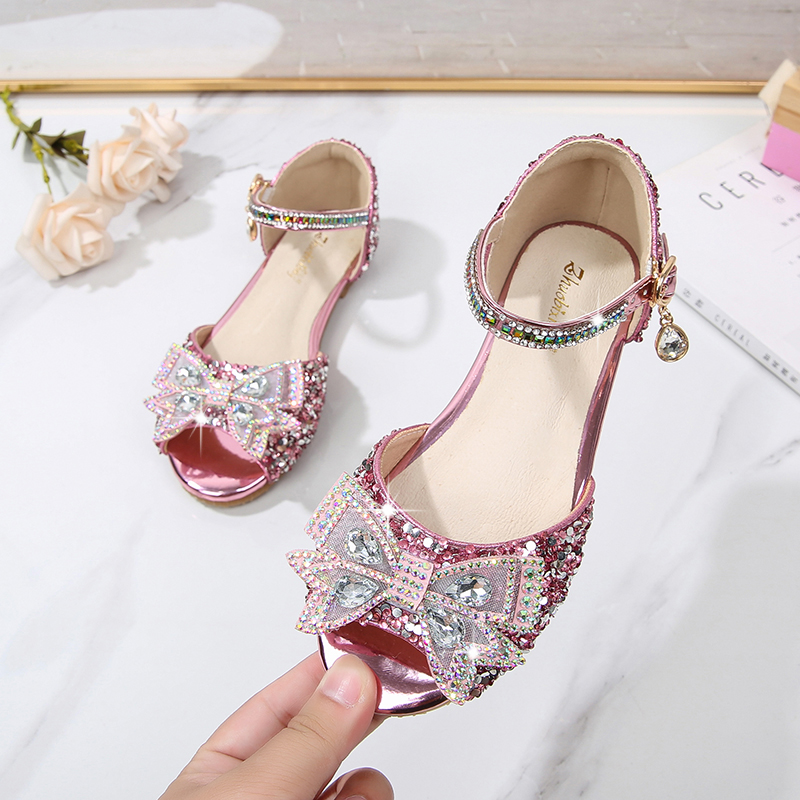 女凉鞋软底真皮夏季水晶鞋公主鞋