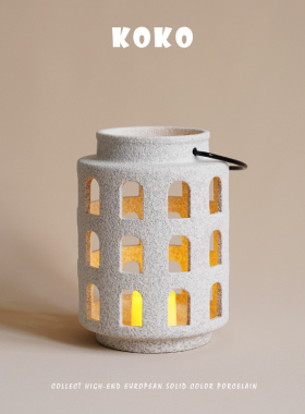 镂空哑光手提风灯烛台