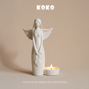 饰摆件 浮雕天使女人造型陶瓷家居艺术烛台玄关氛围感装 KOKO 法式