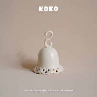 饰礼物 浮雕镂空奶白色铃铛陶瓷餐厅呼叫铃铛摆件装 KOKO 出口欧式