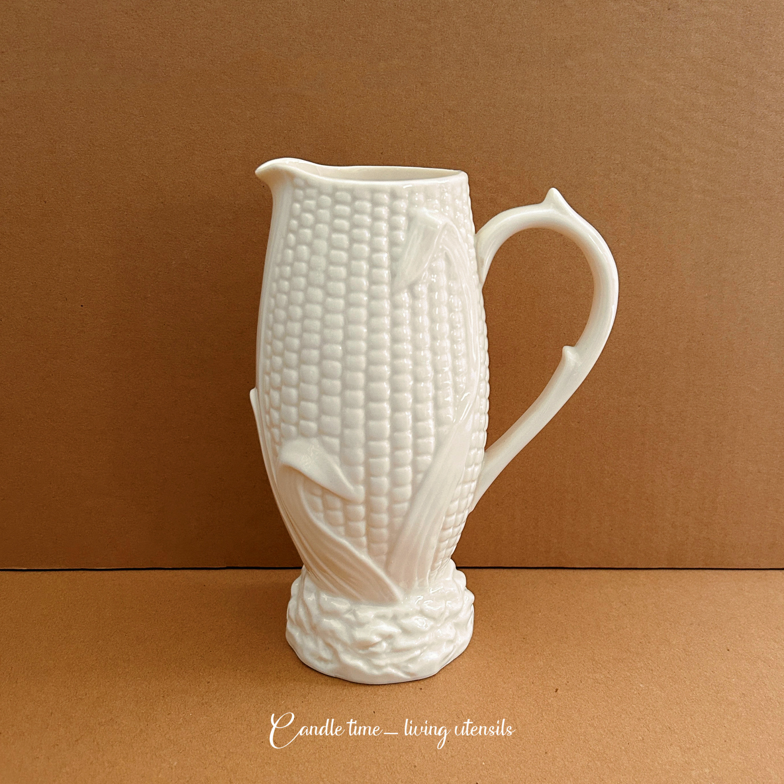 candle time 出口欧式 奶白色浮雕玉米造型陶瓷家居插花花瓶装饰