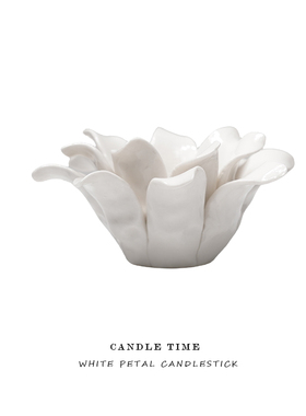 candle time 北欧纯白色花瓣造型烛台陶瓷家居装饰花朵烛台氛围感