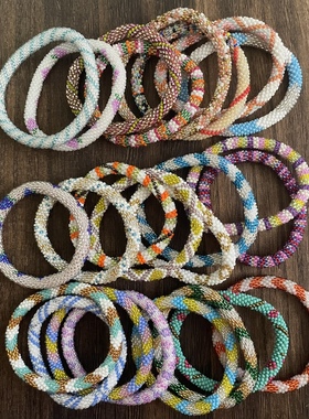 A组尼泊尔珠珠手环珠珠手绳纯手工编织异域民族风扩香手环