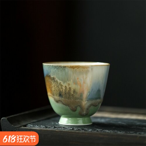 复古窑变色釉陶瓷中式80ml茶杯