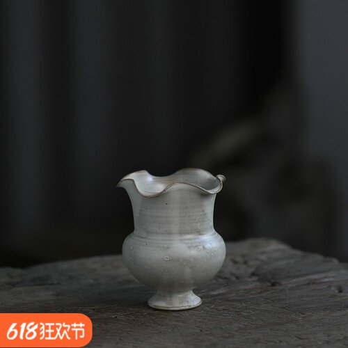 景德镇手作粉引花口建水茶洗