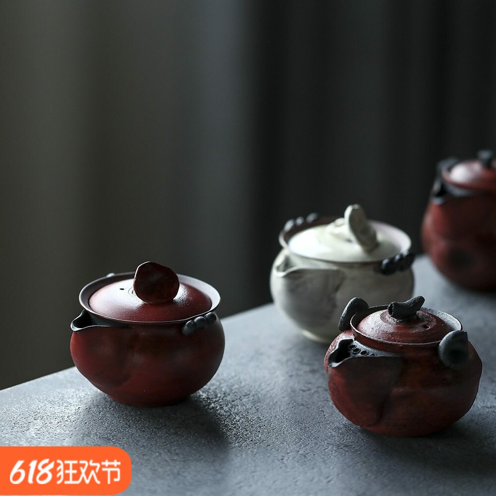 功夫茶具陶瓷茶壶故宫红妙峰纯手工手抓壶宝瓶 盖碗泡茶器家用过