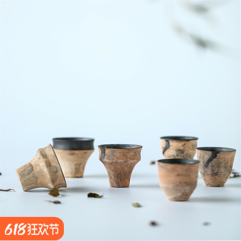 原朴流动的她系列陶艺作品茶杯景德镇纯手工陶瓷茶具复古禅意单杯