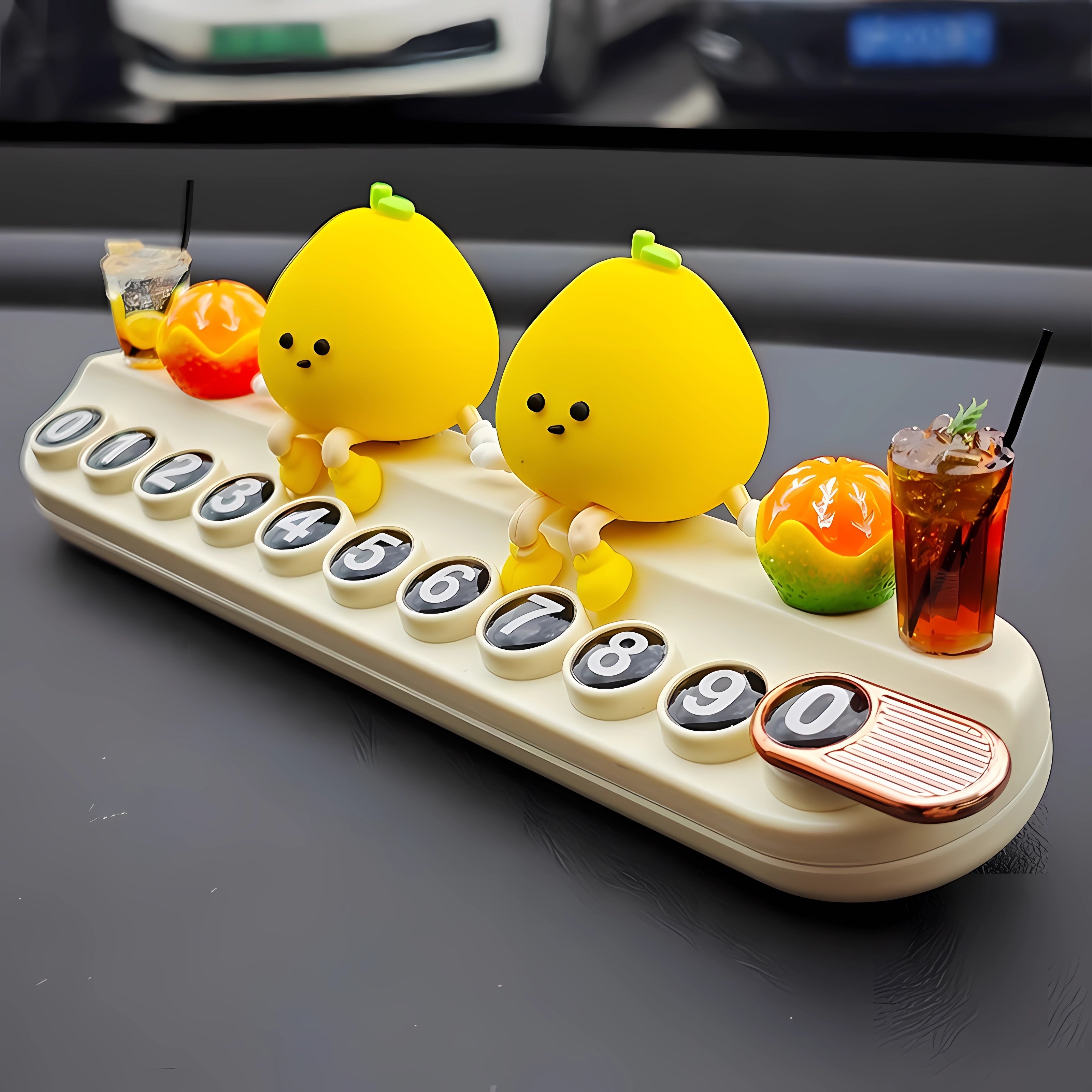 可爱小柚子车载汽车临时停车电话号码牌挪车移车卡车上手机留号器