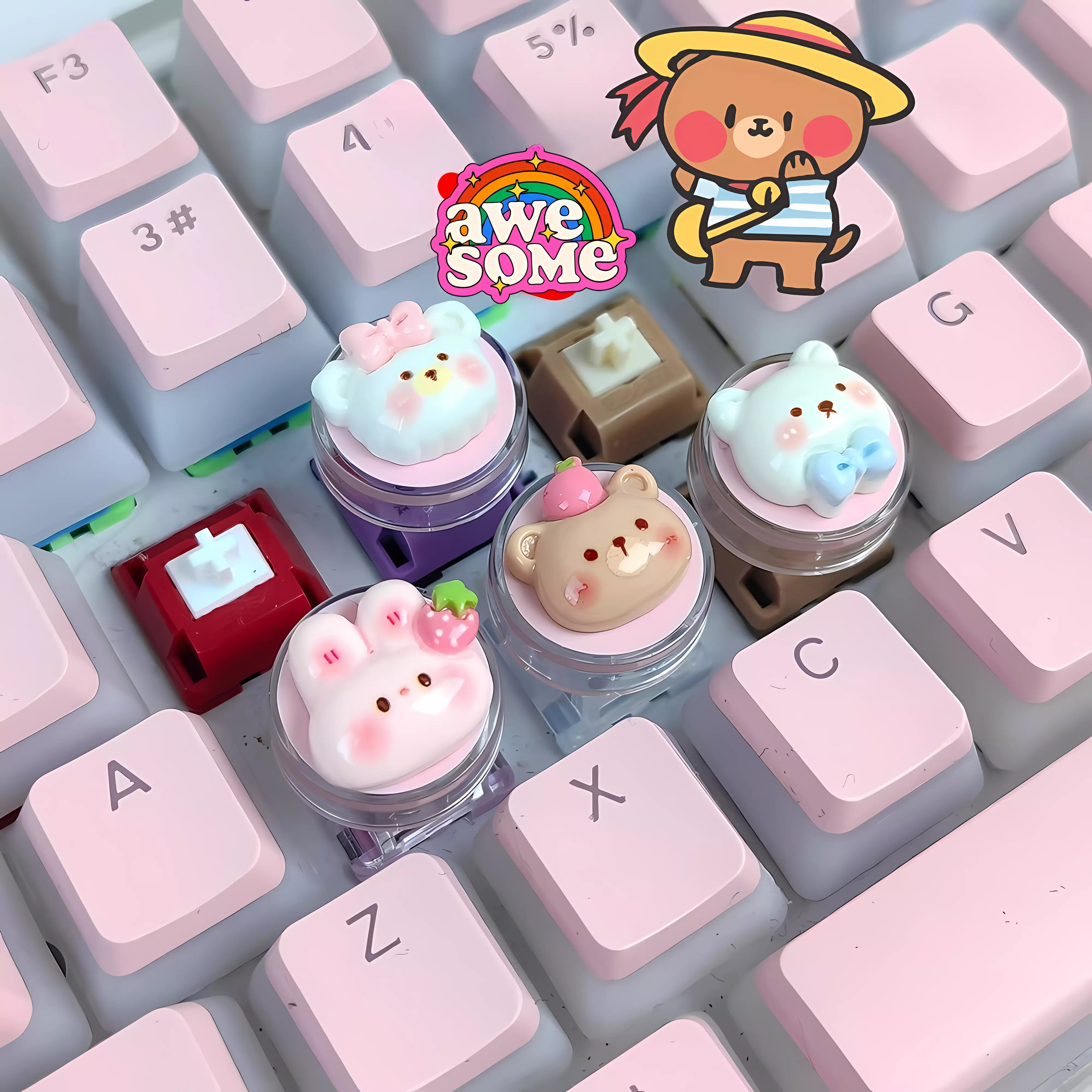 方向键diy装饰长美甲凸起按键贴打字打游戏辅助器小动物定位键盘