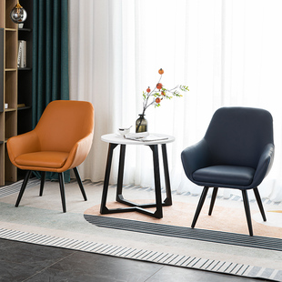 北欧阳台小沙发茶几组合现代简约家用小户型休闲单人皮质沙发椅子