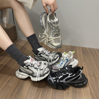 巴黎3xl老爹鞋2025情侣男女款复古做旧潮牌慢跑休闲擦色运动单鞋