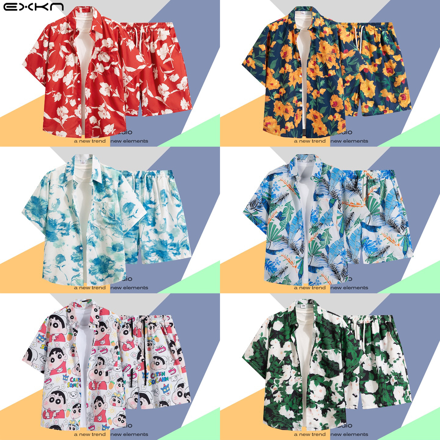 三亚风沙滩套装男夏季海南岛服海滩衬衫海边度假花衬衣短裤两件套,男装,时尚套装,淘宝优惠券,粉丝福利购,淘宝优惠卷