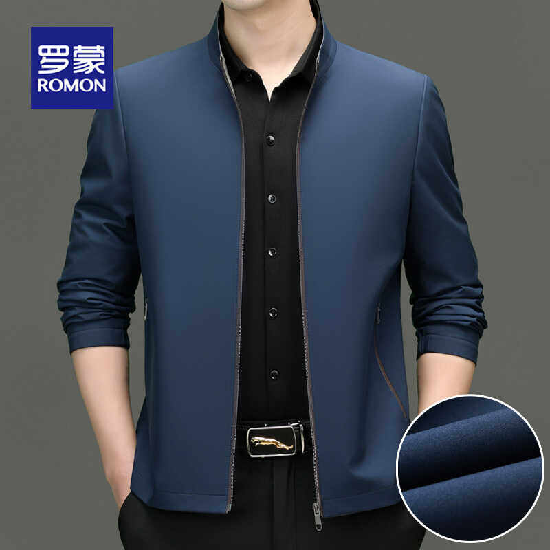 罗蒙中年男士立领夹克外套春秋季新款商务休闲宽松爸爸装茄克衫男