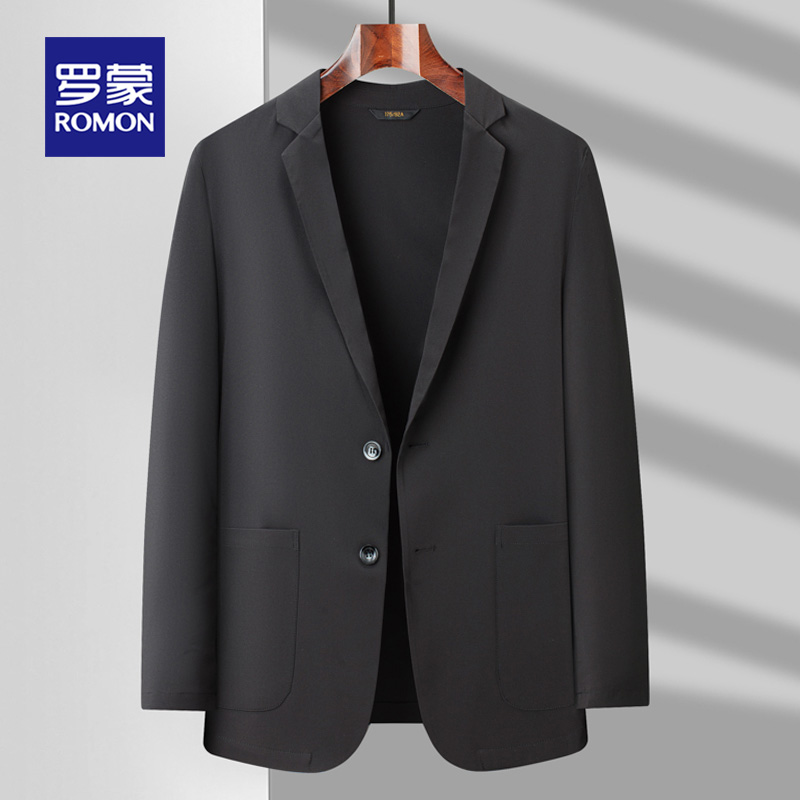 罗蒙西服外套男士2025春秋季免烫抗皱小西服商务高端上衣休闲男装