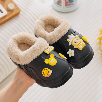 儿童棉拖鞋男童可拆洗毛毛鞋保暖卡通柔软防滑防水中大童亲子棉拖