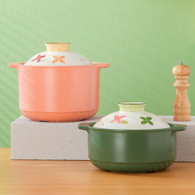 韩式手绘釉下彩耐热陶瓷锅砂锅家用煲粥煲汤煲仔饭沙锅