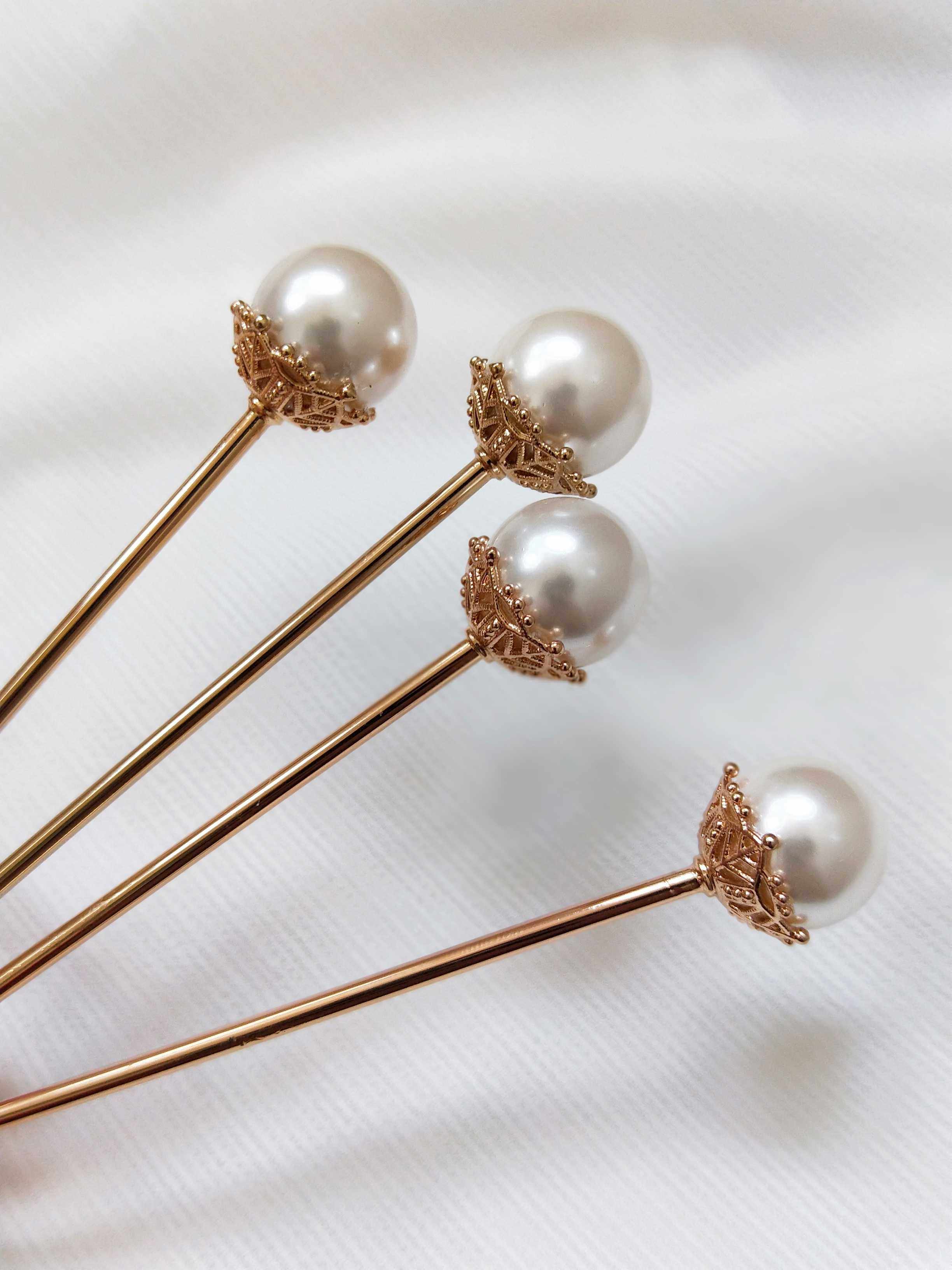 黛玉簪 珍珠单簪 手工头饰发钗复古风发簪子汉服配饰品  神棍簪