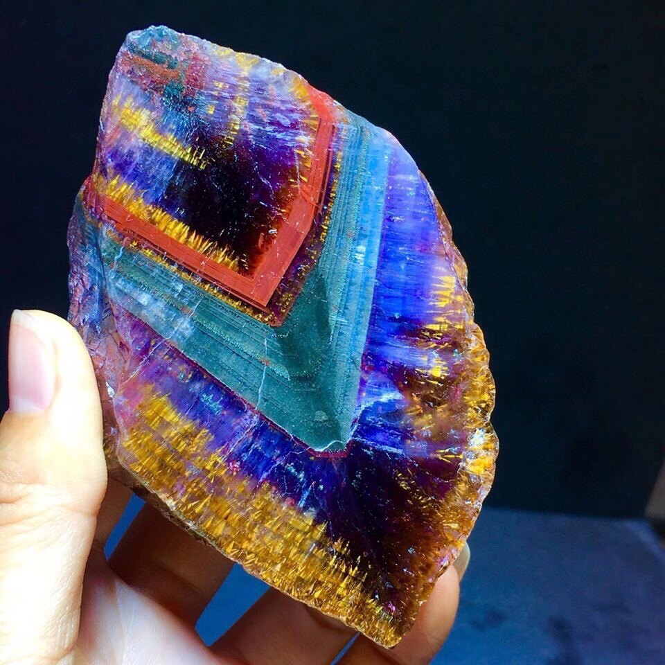 天然水晶极光23原石摆件