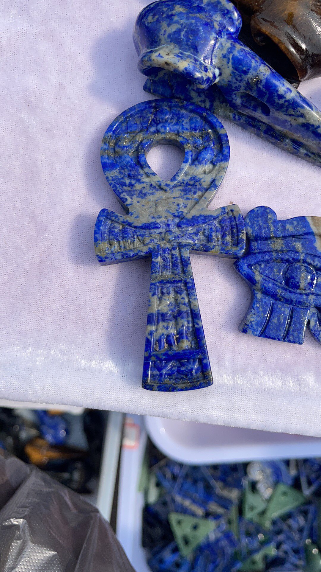 天然水晶青金石古埃及安卡生命钥匙护身符大号摆件