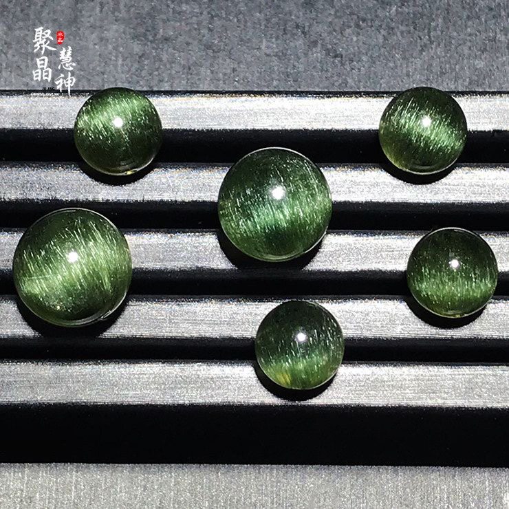天然绿发晶单珠散珠圆珠diy手链项链吊坠挂件饰品配饰