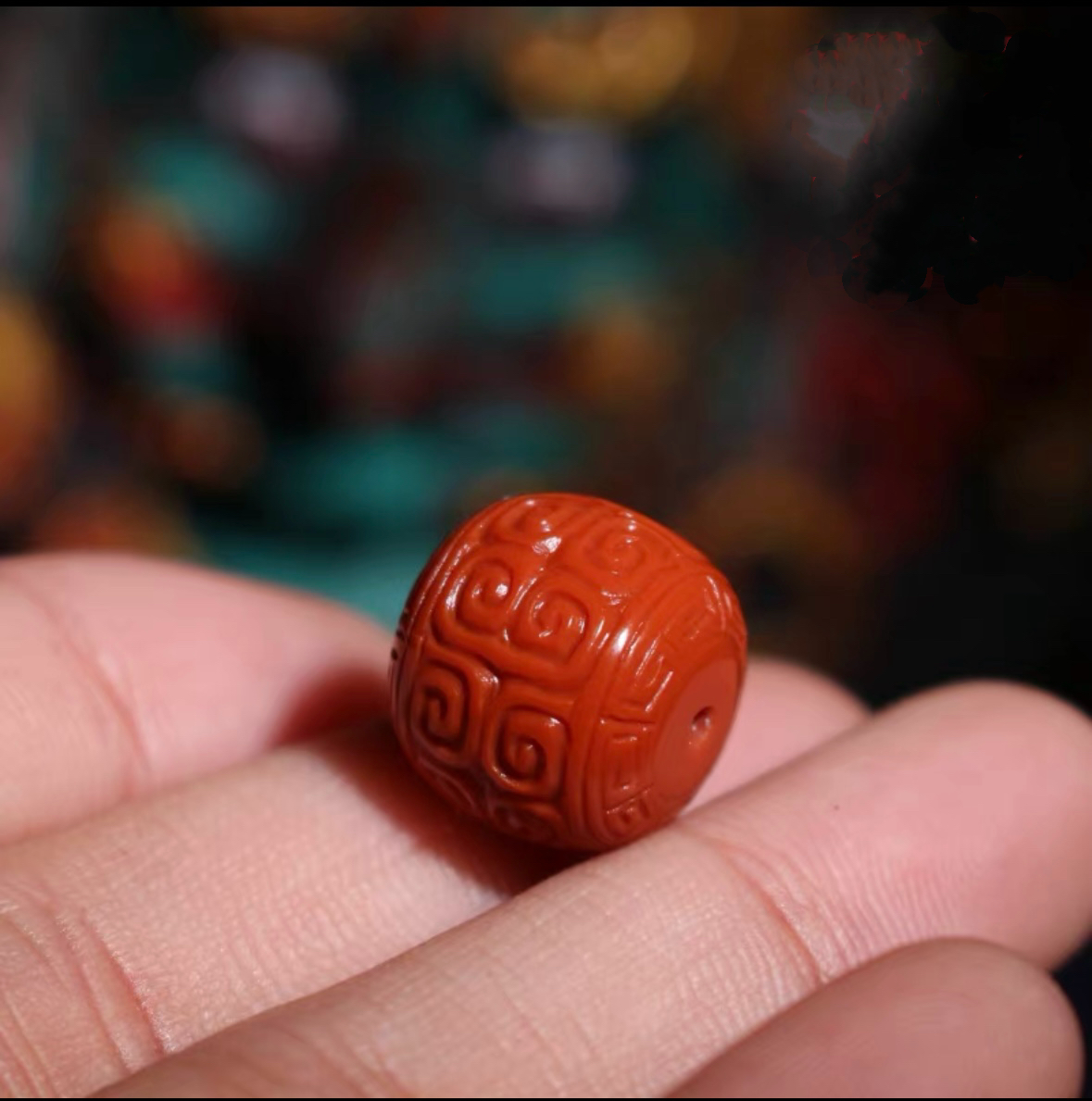 南红散珠单颗回纹老型珠柿子