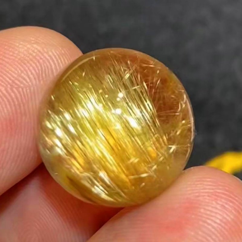天然金发晶散珠手串男女多宝手链圆珠diy手工配珠钛晶单珠黄水晶