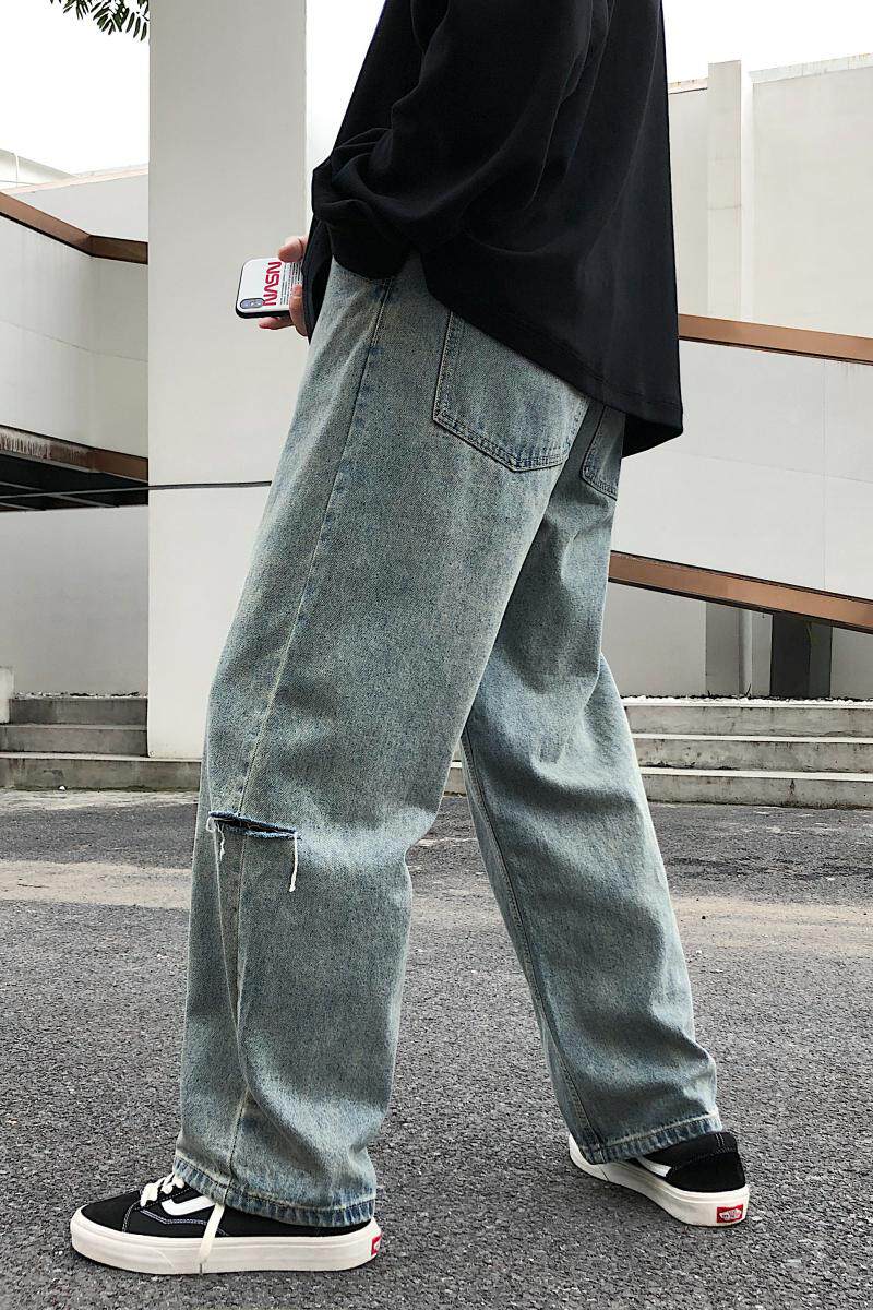 2021春新款破洞老爹直筒宽松休闲长裤牛仔裤XZ-221-1,男装牛仔裤,星座221-1