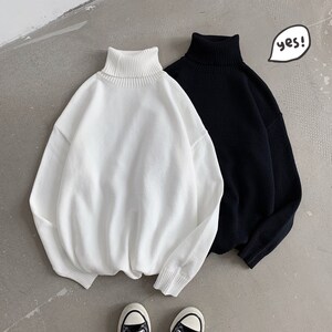 @港风平铺 秋冬男女纯色毛衣宽松高领打底衫XZ-221-1-MY09图片