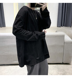 秋纯棉长T恤长袖打底衫宽松男女破洞卫衣套头XZ-221-1-T120，男装T恤，星座221-1