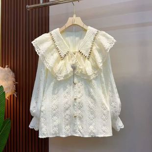 衬衫 拼接冬季 秋季 薄款 宽松型 蕾丝长袖 PS大码