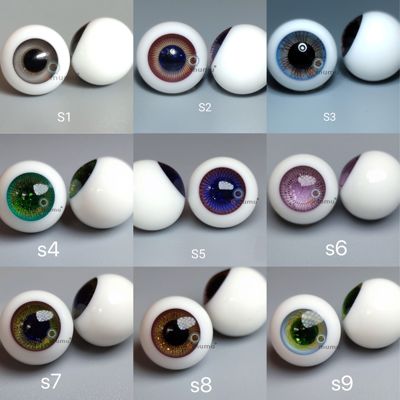 taobao agent OB11 glass eye pearl round and slippery colorful eye pattern 8mm10mm A product low arc spot handmade eye