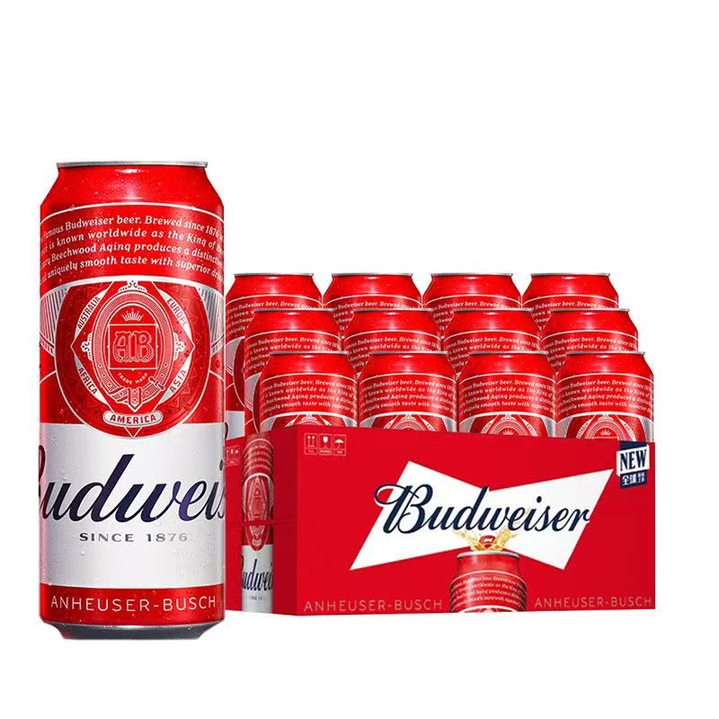 新日期】Budweiser/百威啤酒国产经典红罐拉格500ml*12罐新包装