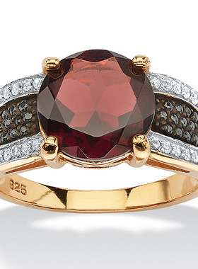 石榴石立方氧化锆925银戒指